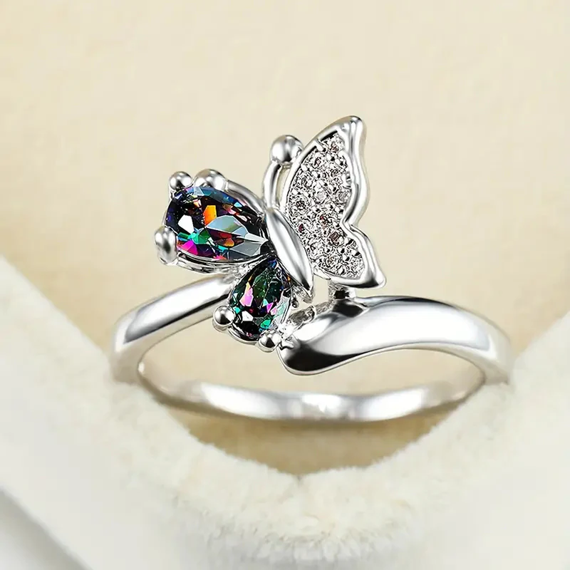 Crystal Butterfly Statement Ring - Image 2