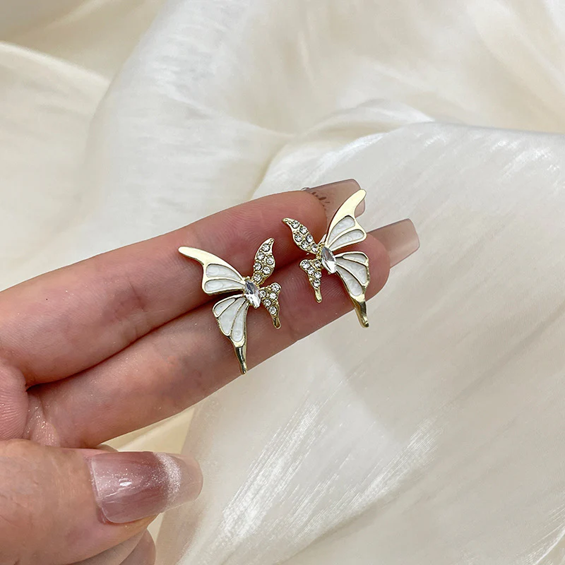 Crystal Butterfly Stud Earrings - Image 2