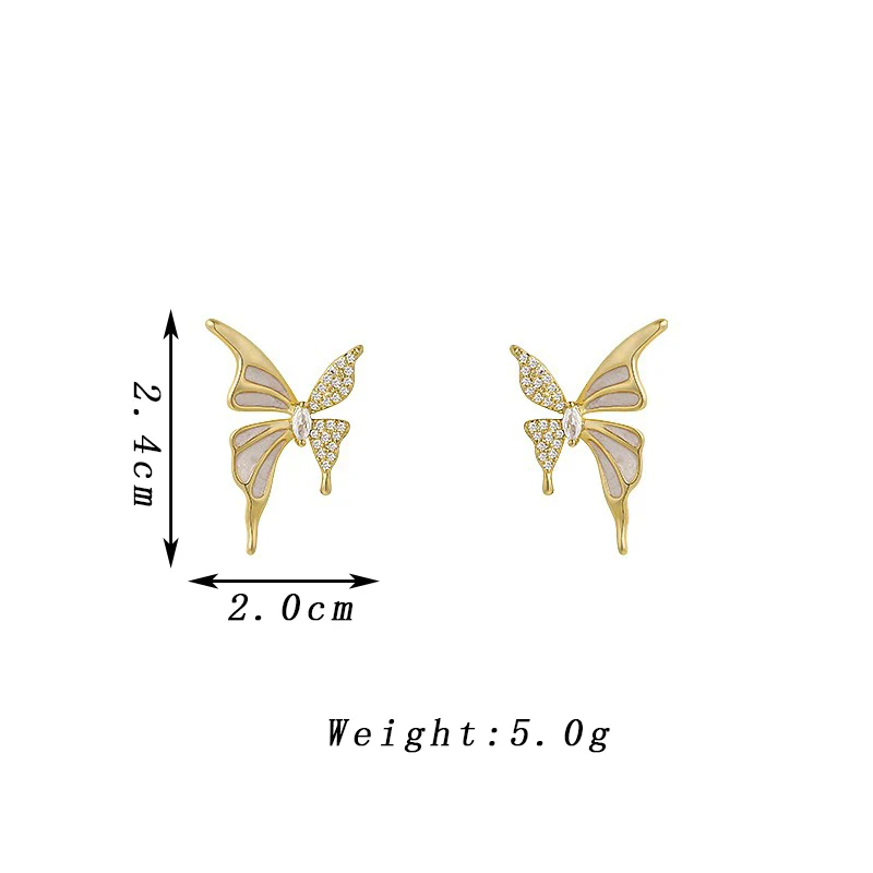 Crystal Butterfly Stud Earrings - Image 3