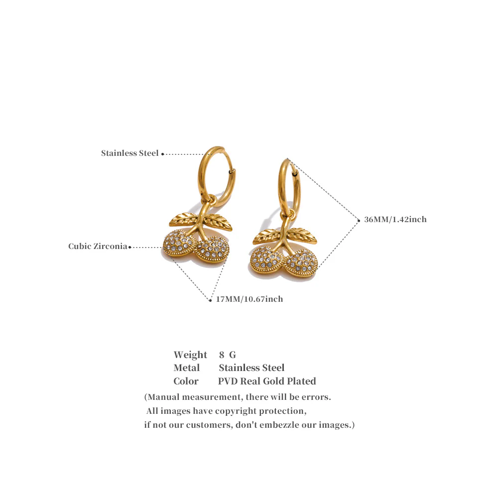 Crystal Cherry Hoop Earrings - Image 2