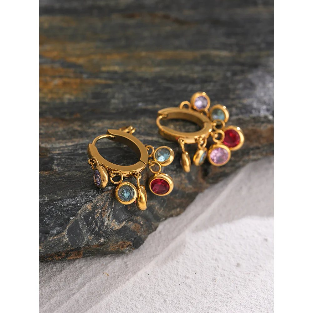 Crystal Dangle Hoop Earrings