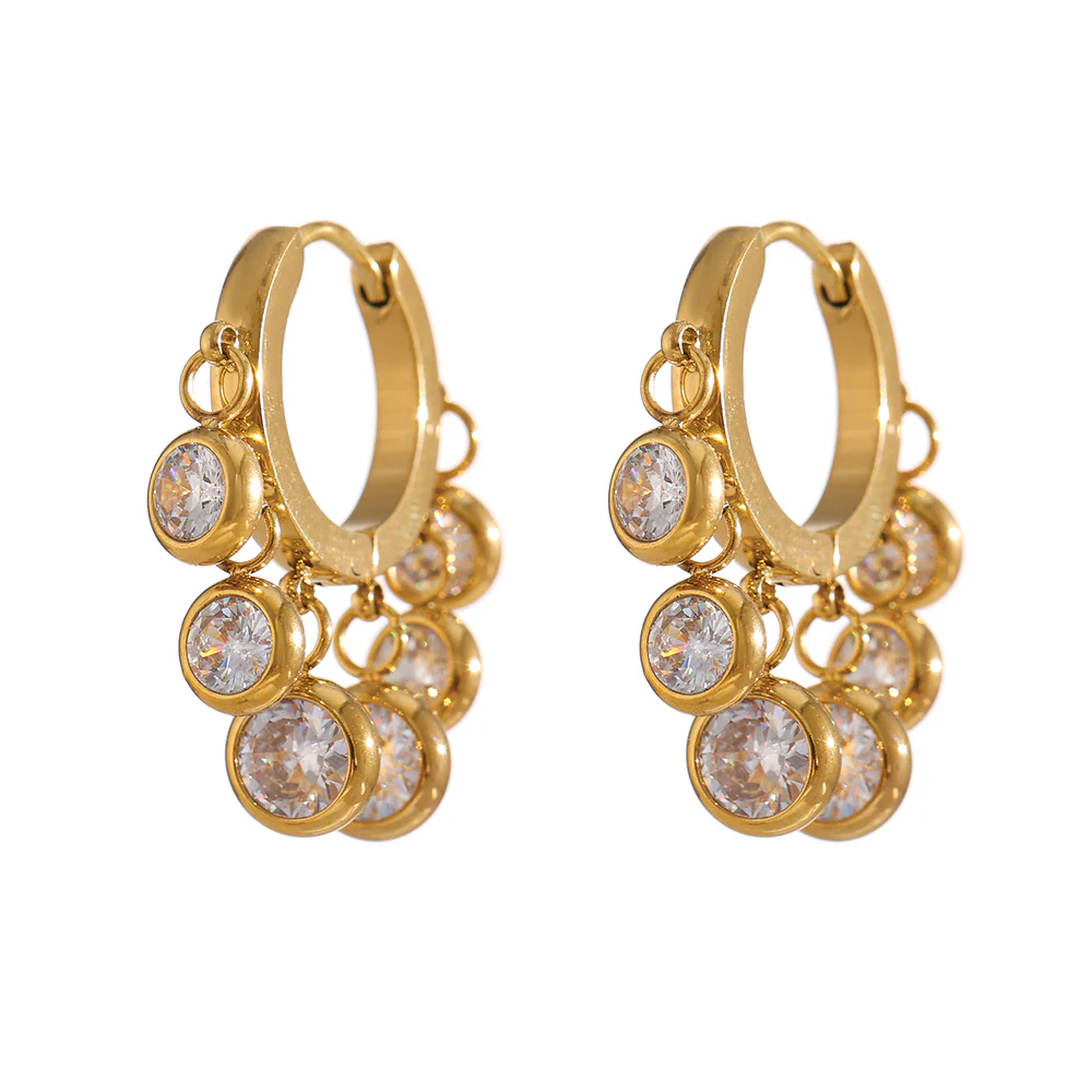 Crystal Dangle Hoop Earrings - Image 2