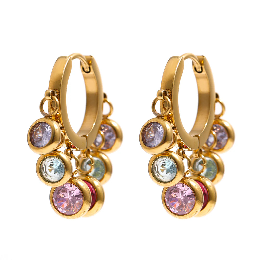 Crystal Dangle Hoop Earrings - Image 3