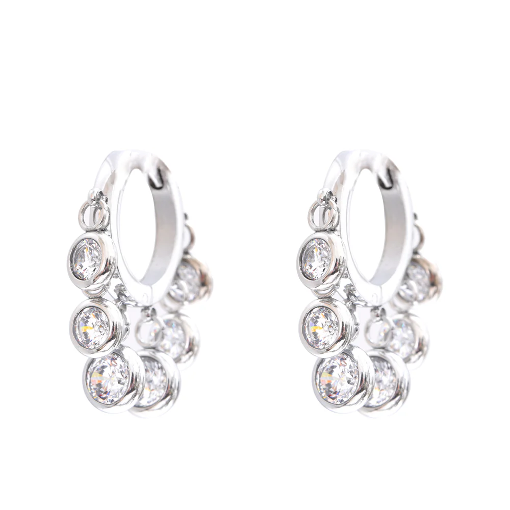 Crystal Dangle Hoop Earrings - Image 4