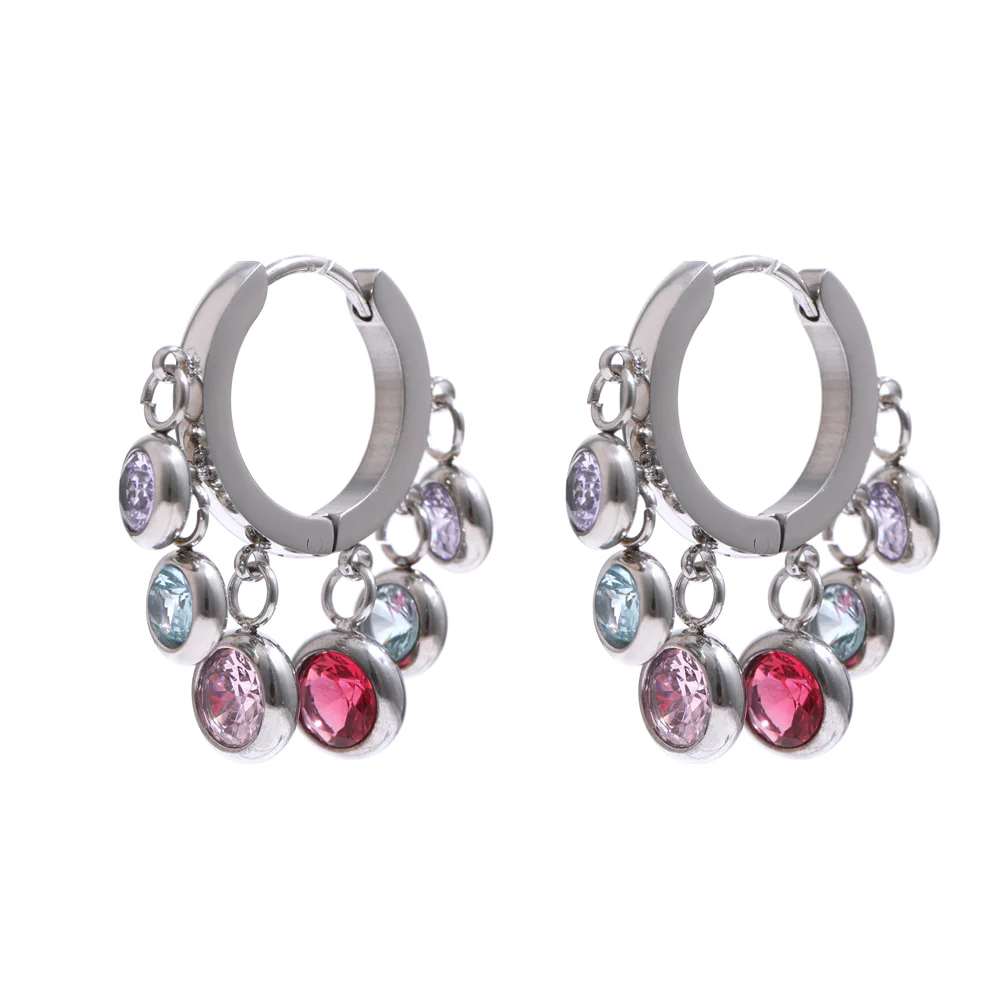 Crystal Dangle Hoop Earrings - Image 5