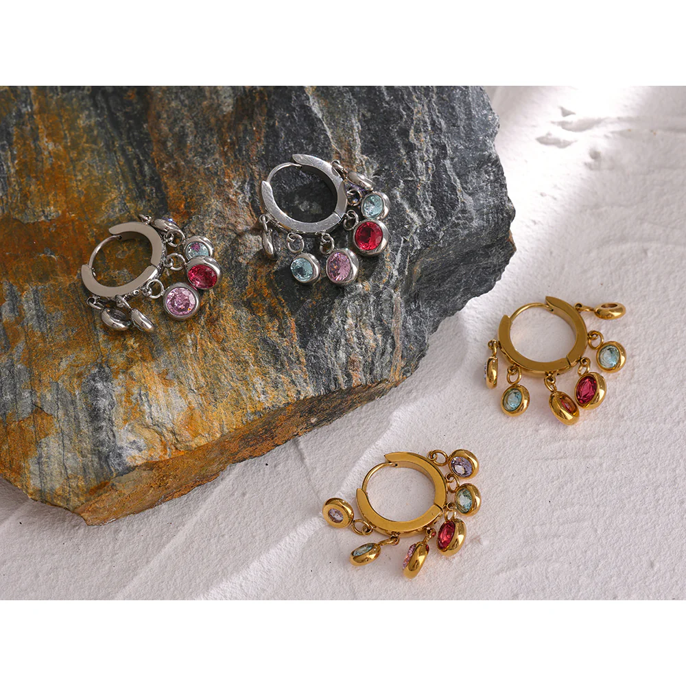 Crystal Dangle Hoop Earrings - Image 6