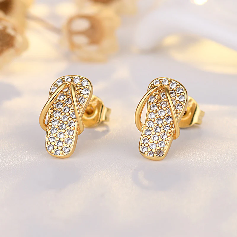 Crystal Flip Flop Stud Earrings - Image 2