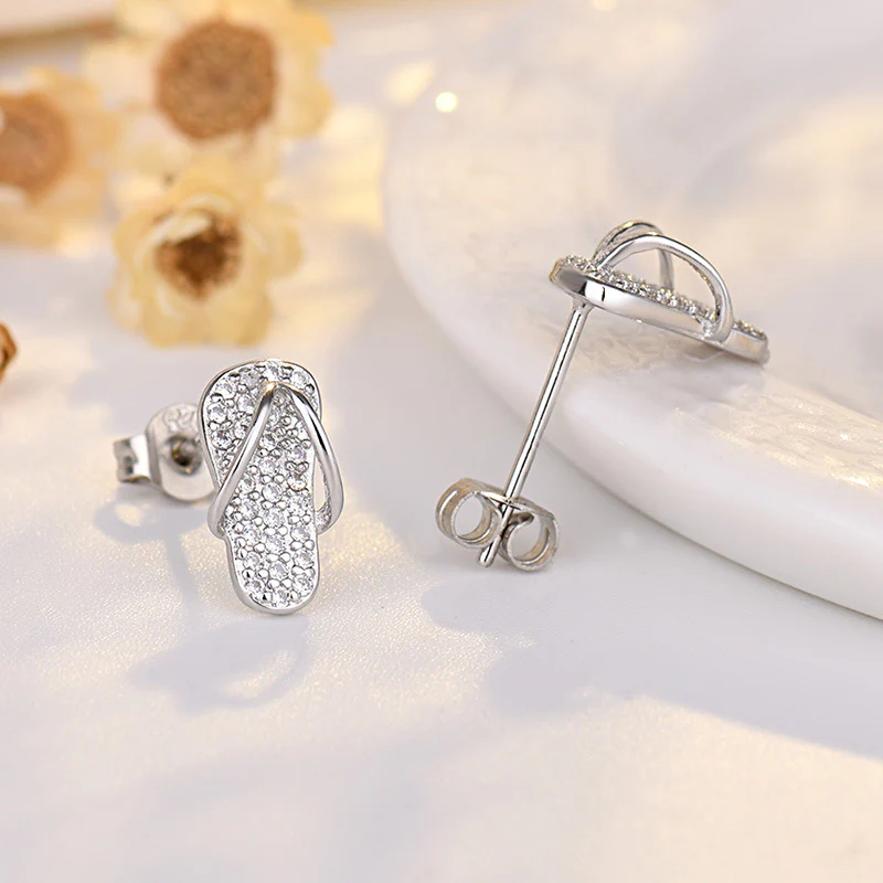 Crystal Flip Flop Stud Earrings - Image 3