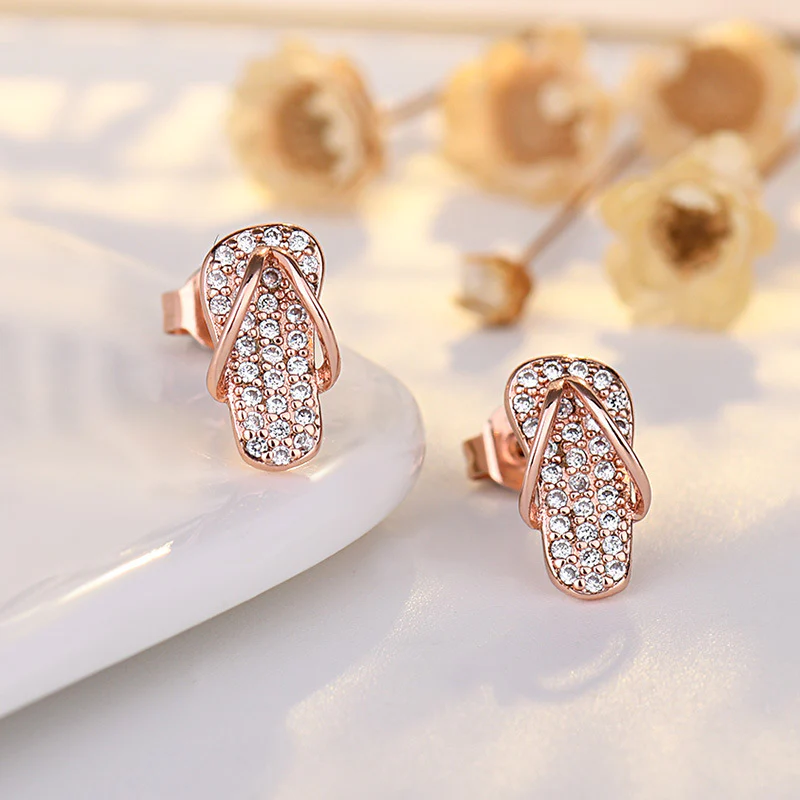Crystal Flip Flop Stud Earrings - Image 4