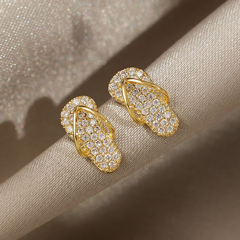 Crystal Flip Flop Stud Earrings - Image 5