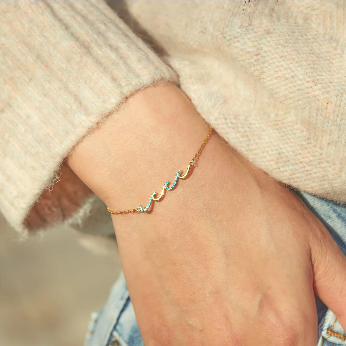 Crystal Heart Charm Chain Bracelet