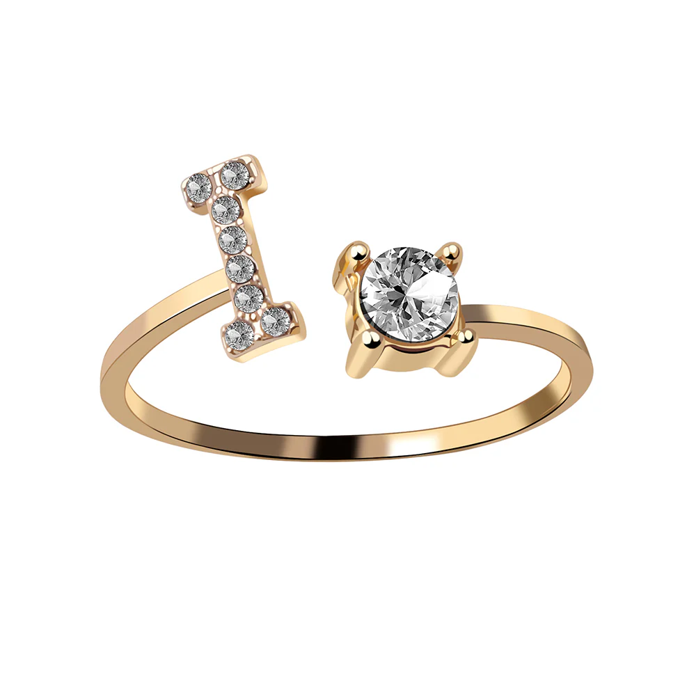Crystal Initial Open Ring - Image 10