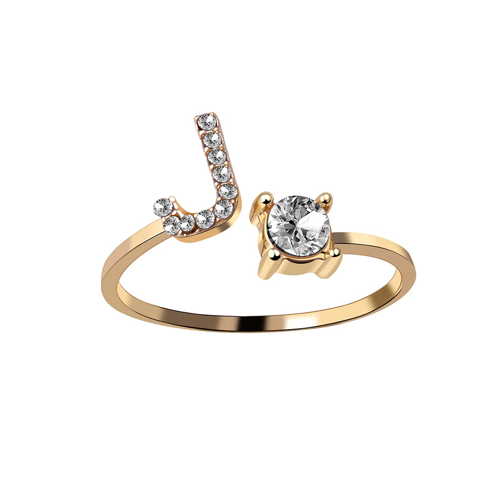 Crystal Initial Open Ring - Image 11