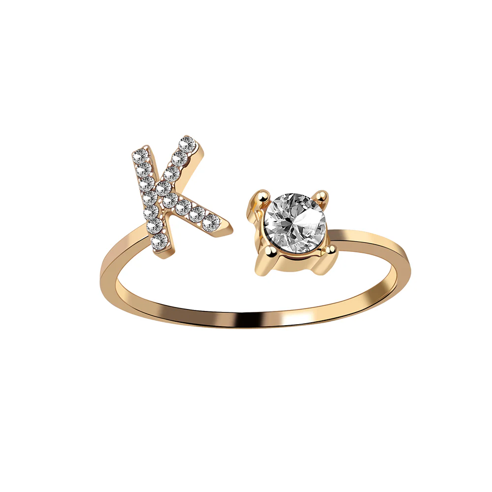 Crystal Initial Open Ring - Image 12