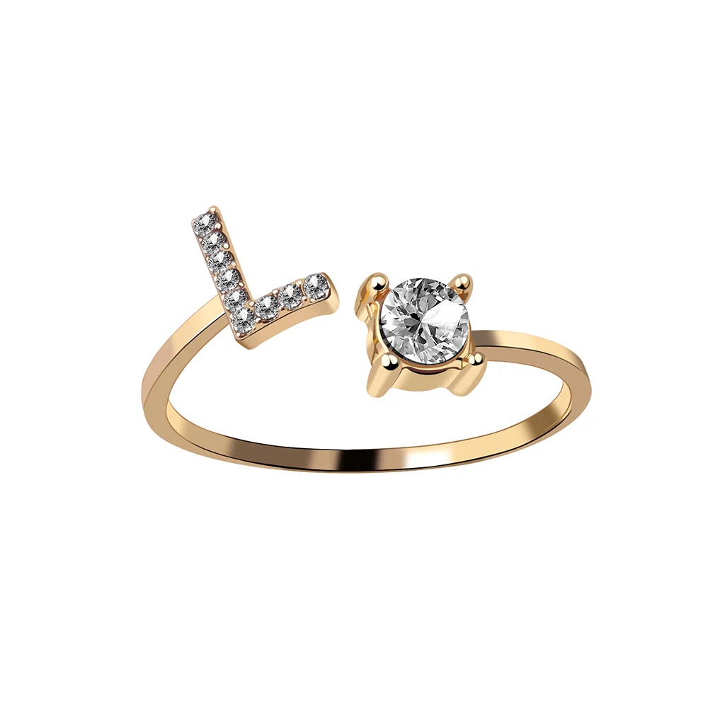 Crystal Initial Open Ring - Image 13