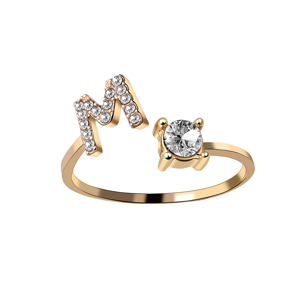 Crystal Initial Open Ring - Image 14