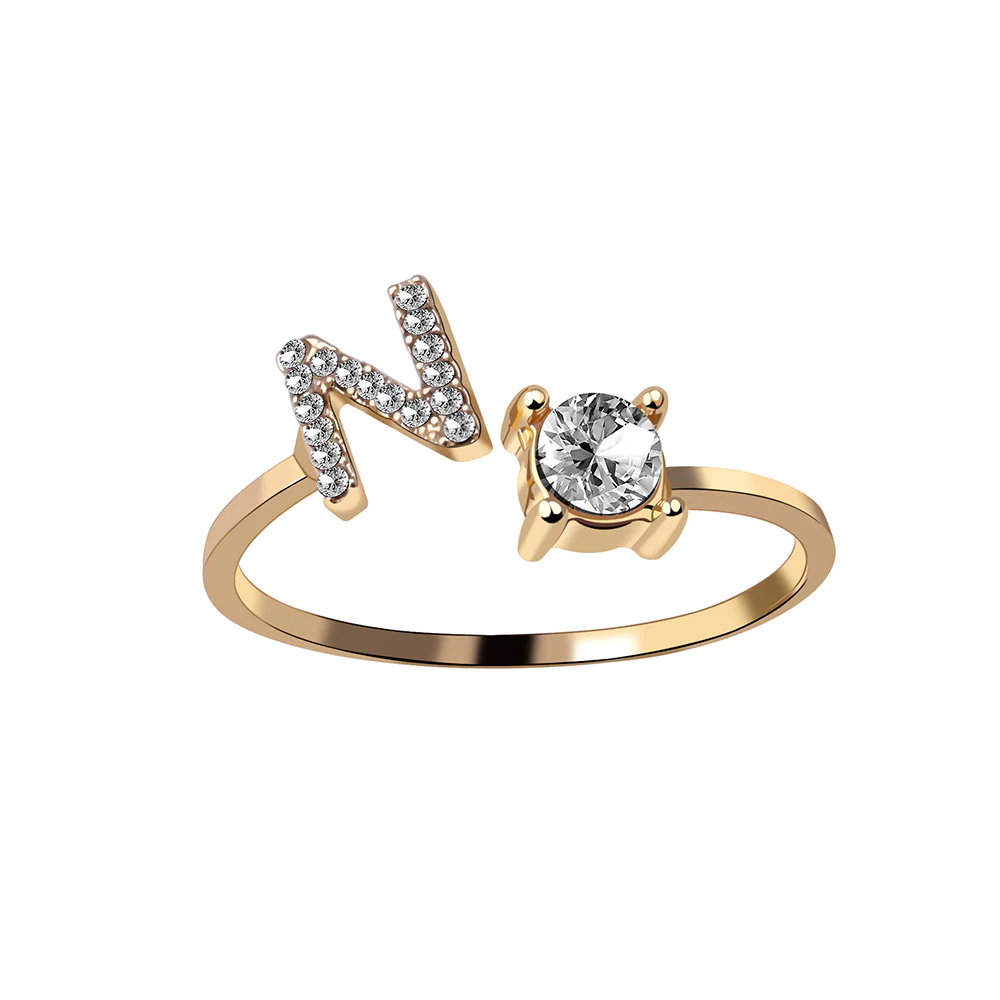 Crystal Initial Open Ring - Image 15