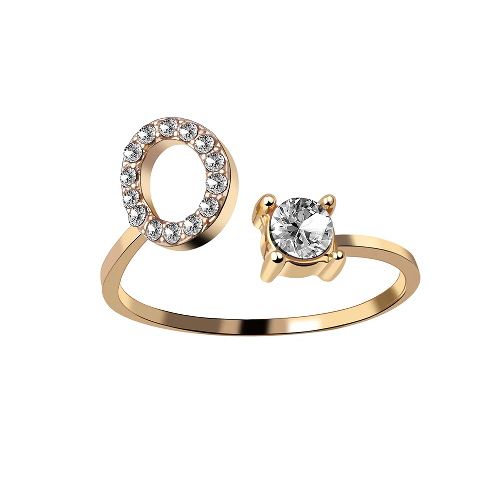 Crystal Initial Open Ring - Image 16