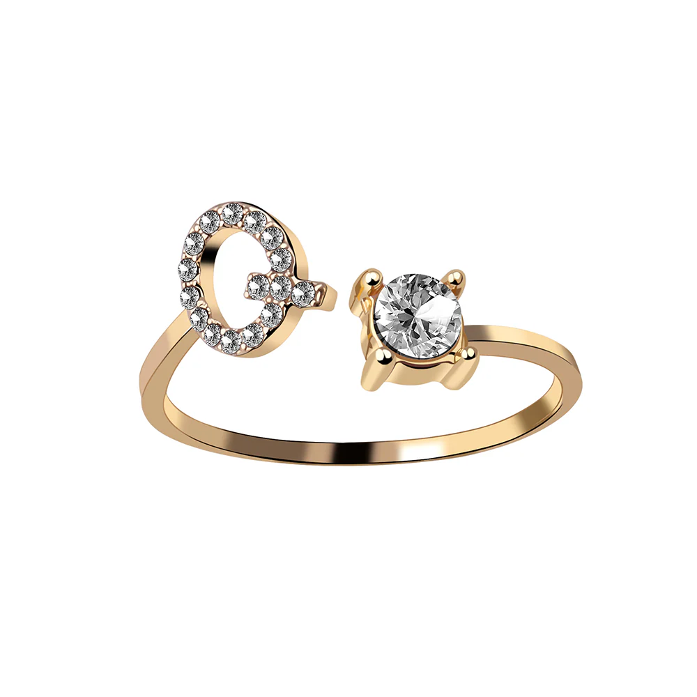 Crystal Initial Open Ring - Image 18