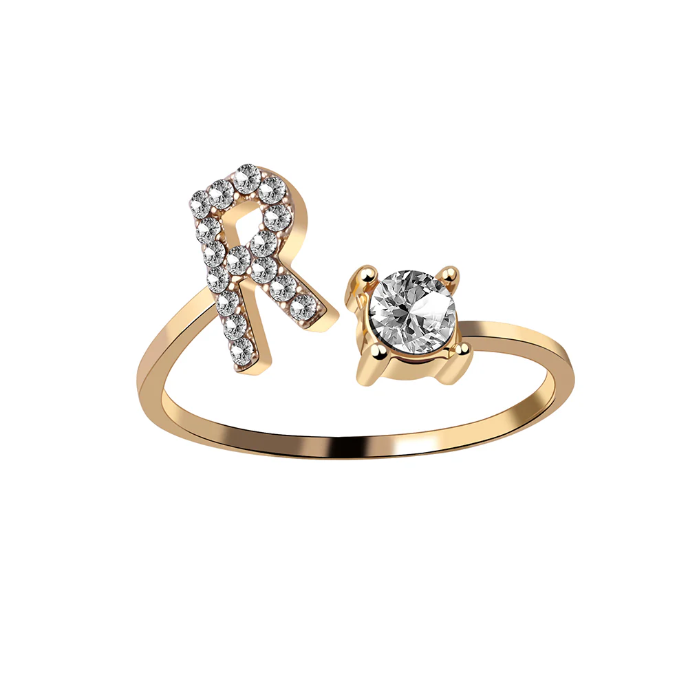 Crystal Initial Open Ring - Image 19