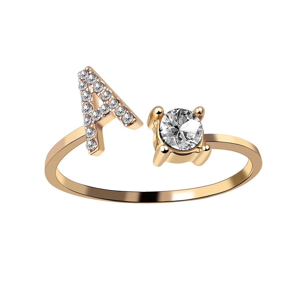 Crystal Initial Open Ring - Image 2