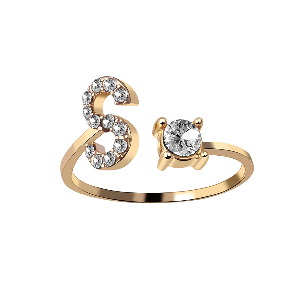 Crystal Initial Open Ring - Image 20