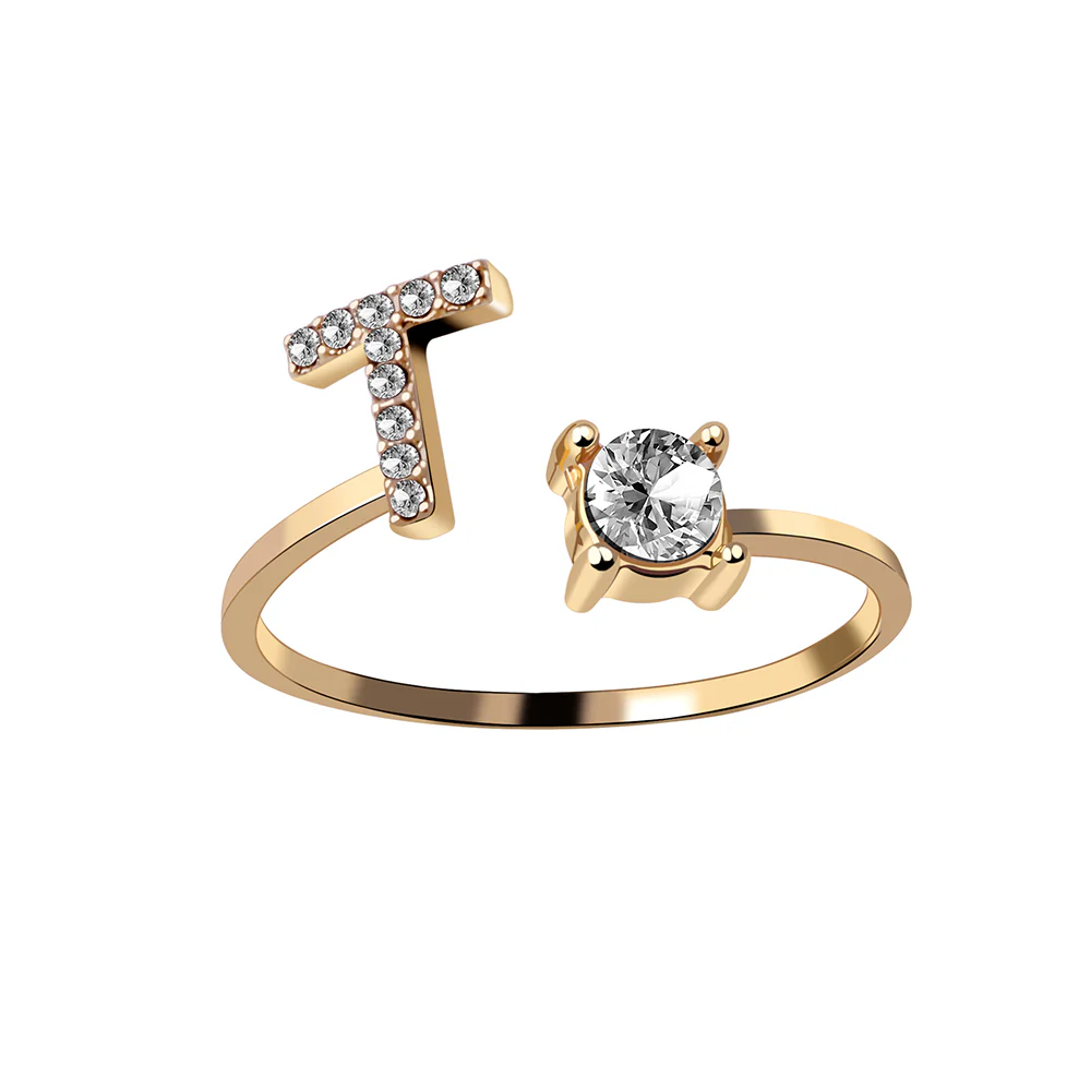 Crystal Initial Open Ring - Image 21