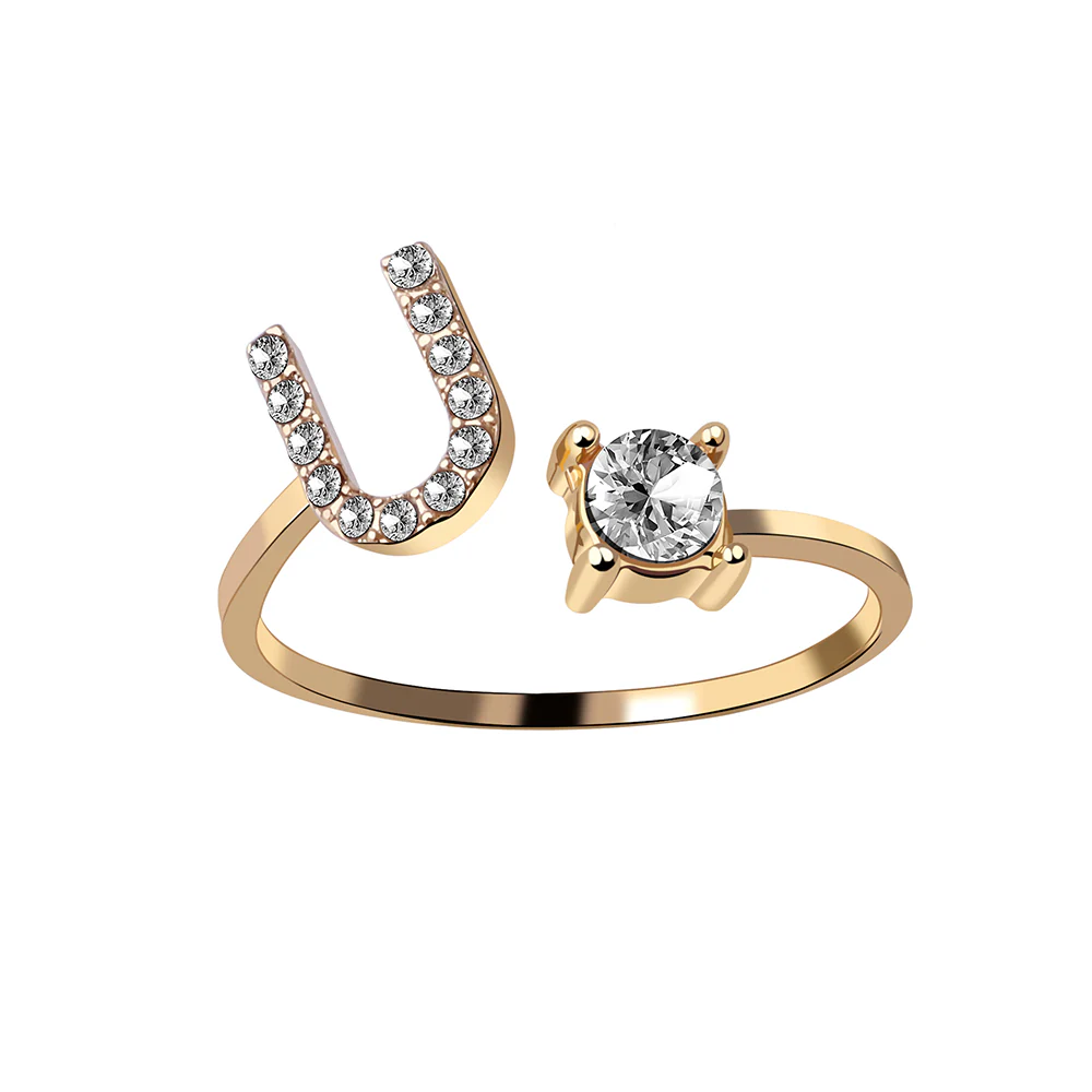 Crystal Initial Open Ring - Image 22