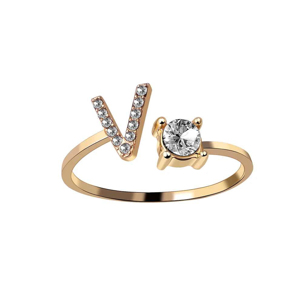 Crystal Initial Open Ring - Image 23