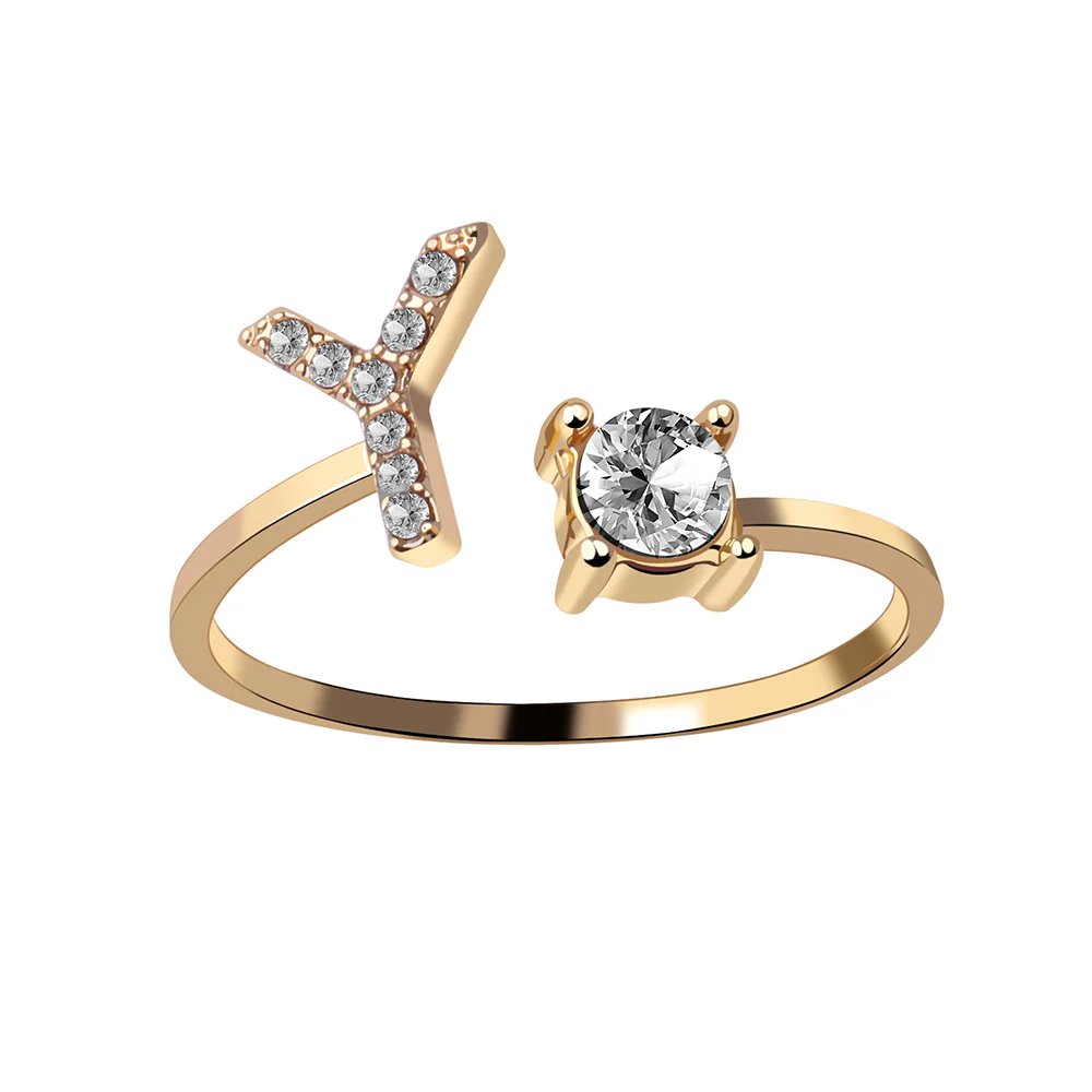 Crystal Initial Open Ring - Image 26