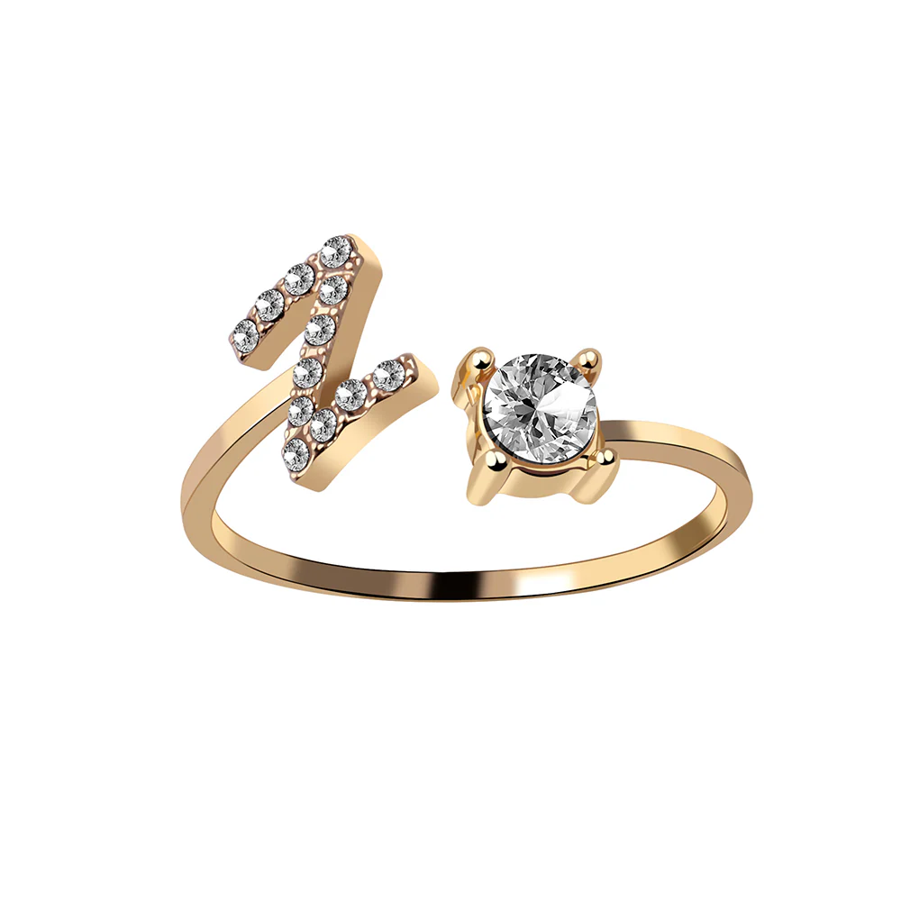 Crystal Initial Open Ring - Image 27