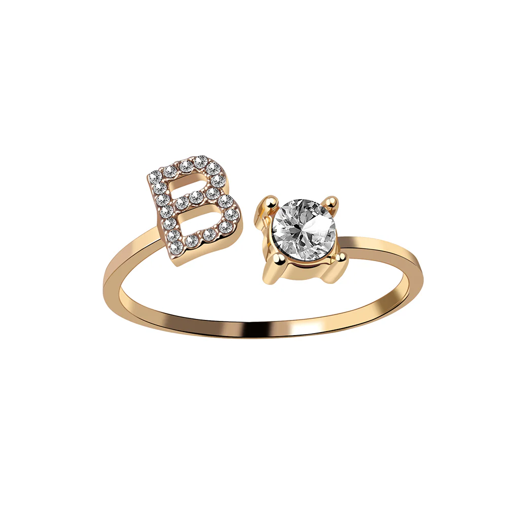 Crystal Initial Open Ring - Image 3