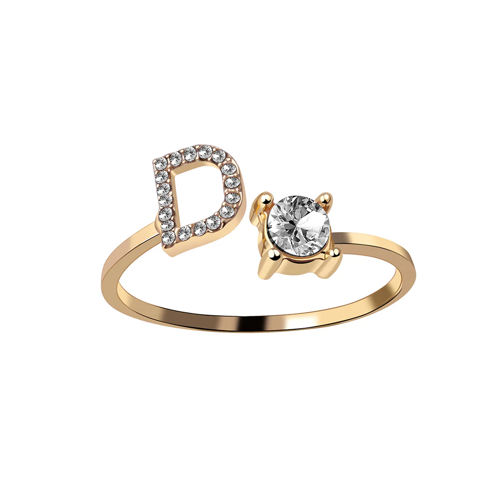 Crystal Initial Open Ring - Image 5