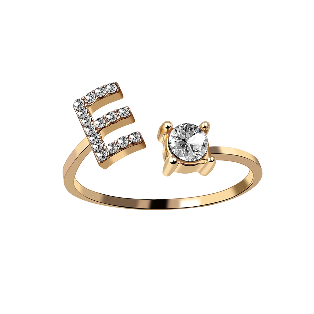 Crystal Initial Open Ring - Image 6