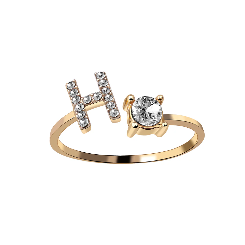 Crystal Initial Open Ring - Image 9