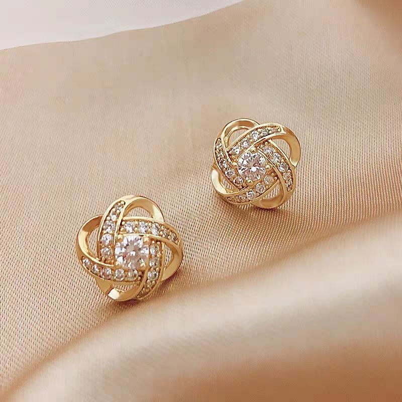 Crystal Knot Stud Earrings - Image 2