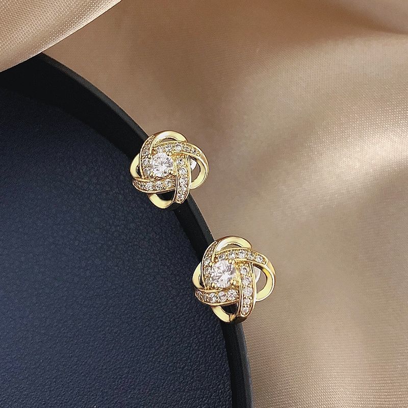 Crystal Knot Stud Earrings - Image 4