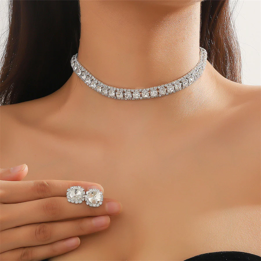 Crystal Necklace & Earrings Bridal Set - Image 3