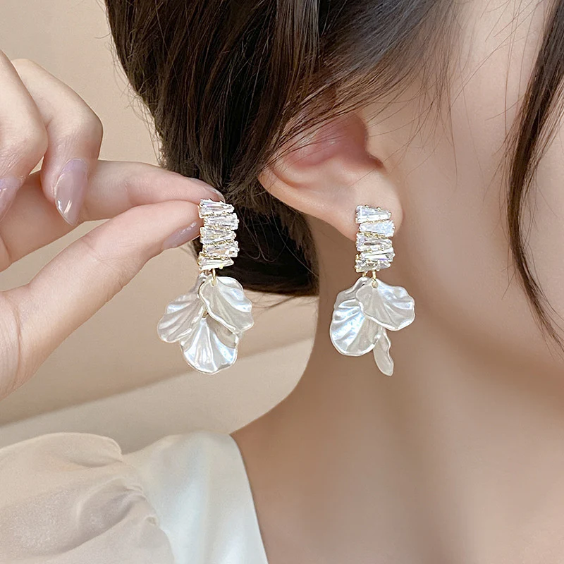 Crystal Petal Drop Earrings - Image 3