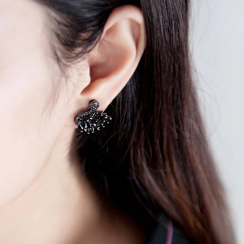 Crystal Swan Stud Earrings - Image 4