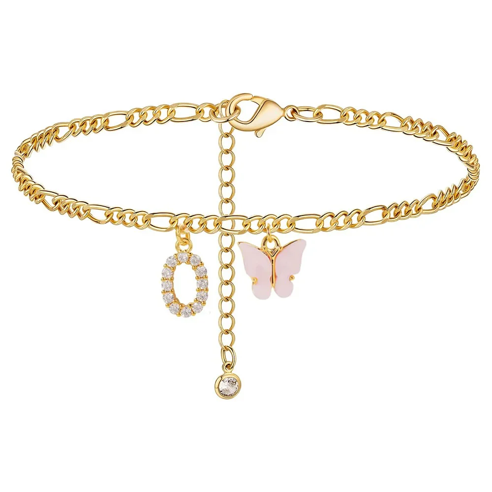 Dainty Butterfly Letter Initial Anklet - Image 14