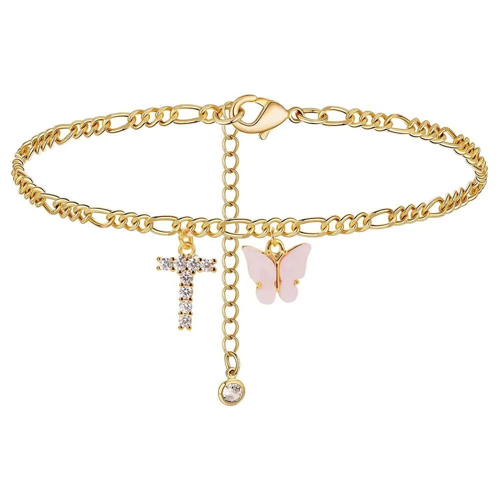 Dainty Butterfly Letter Initial Anklet - Image 19