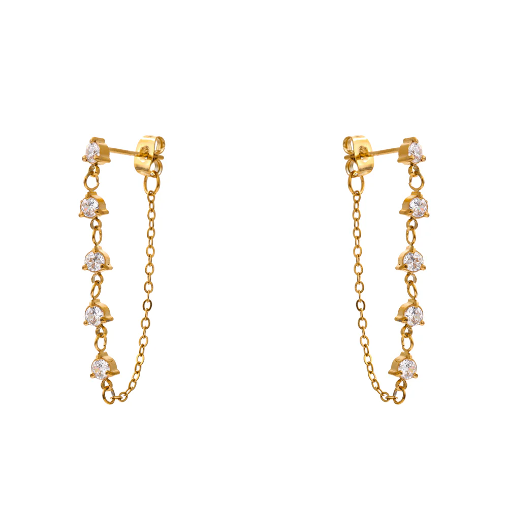 Dainty Chain Link Stud Earrings - Image 2