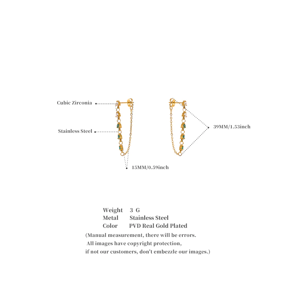 Dainty Chain Link Stud Earrings - Image 3