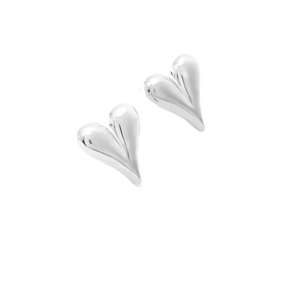 Dainty Compressed Hearts Earrings - Image 2