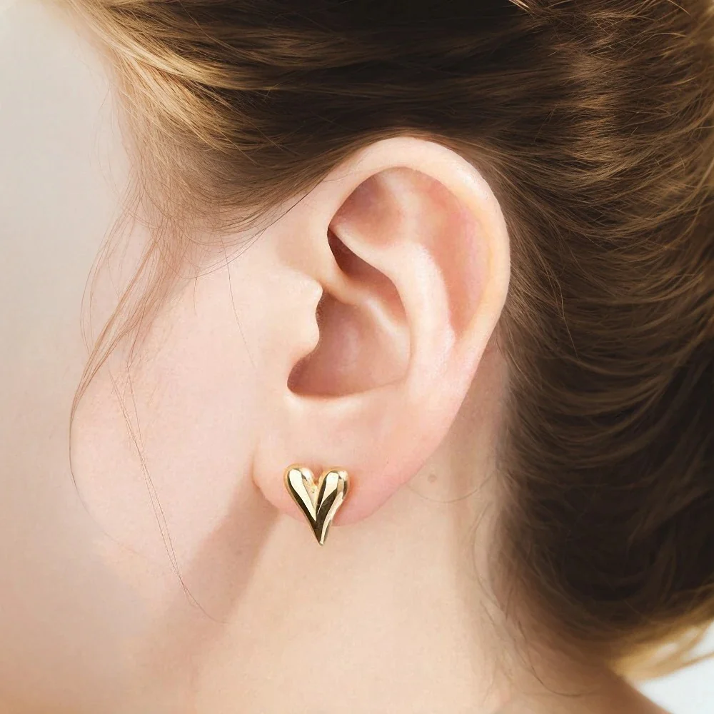 Dainty Compressed Hearts Earrings - Image 3