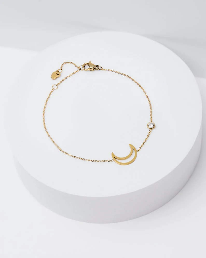 Dainty Crescent Moon Bracelet - Image 2