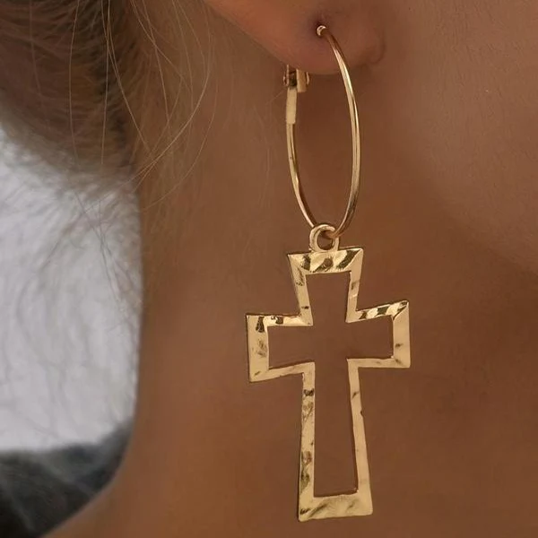 Dainty Cross Buckle Earrings - Image 3