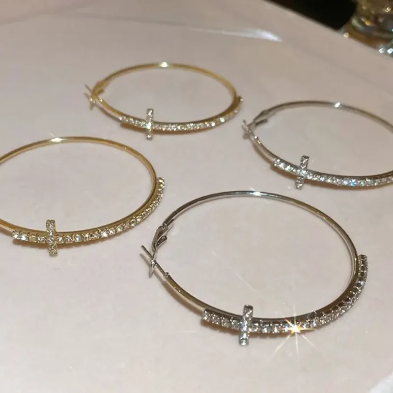 Dainty Cross Hoop Earrings - Image 5