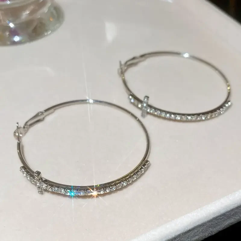 Dainty Cross Hoop Earrings - Image 7
